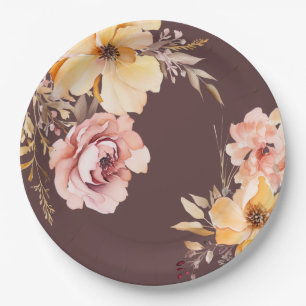 Watercolor blush pink girl baby shower card paper plate