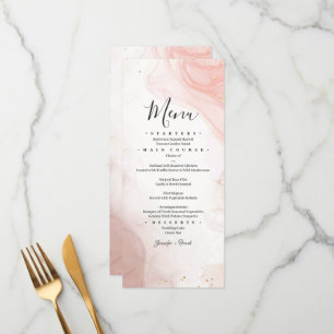 Watercolor Blush Pink Gold Ink Menu
