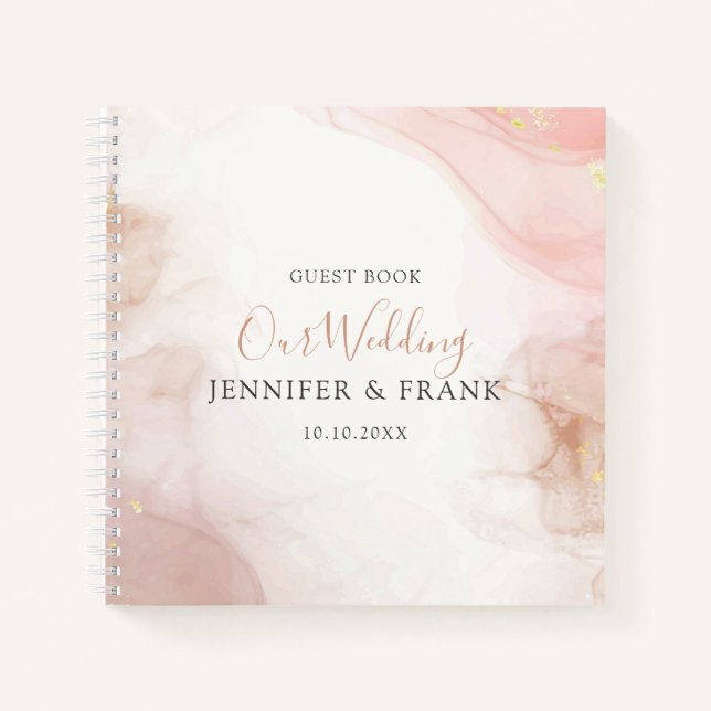 Watercolor Blush Pink Gold Ink Notebook (Front)