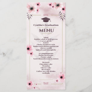 Watercolor Blush Pink Graduation Dinner Menu Invit