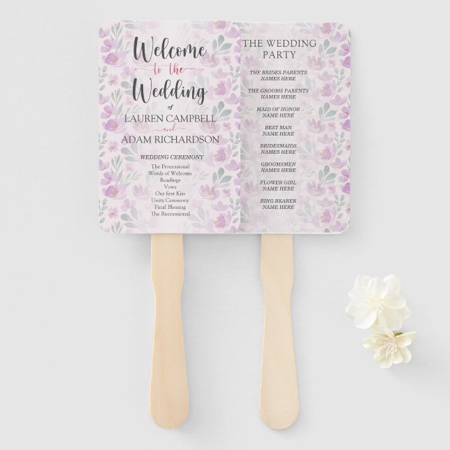 Watercolor Blush Pink Hand Fan (Front and Back)