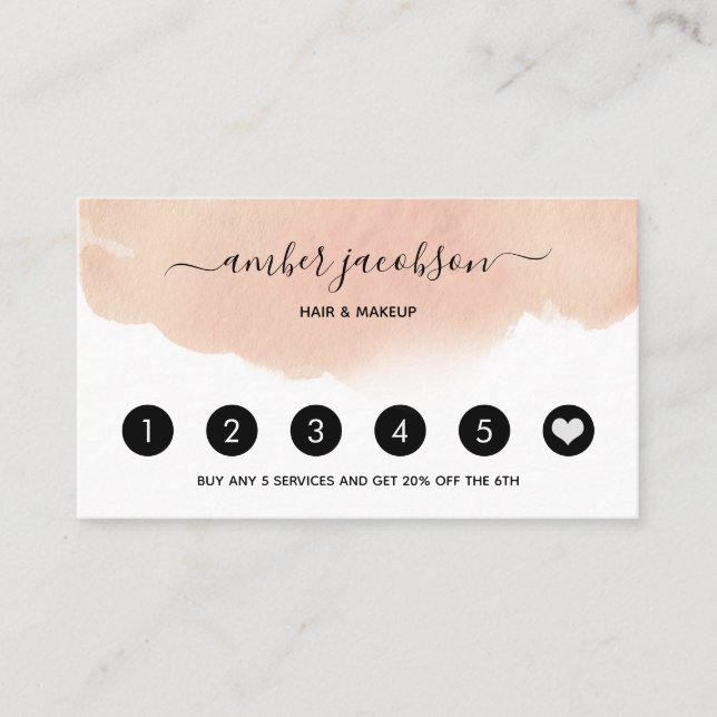 Watercolor Blush Pink Loyalty Card (Front)