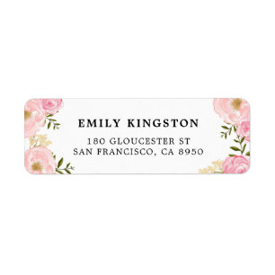Watercolor Blush Pink Peonies Address Label