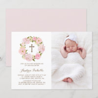 Watercolor Blush Pink Peony Wreath Christening