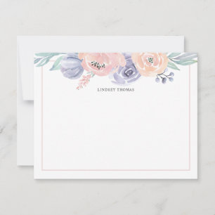 Watercolor Blush Pink Purple Floral Personalized Card