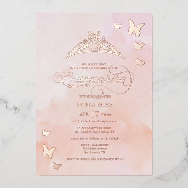 Watercolor Blush Pink Quinceañera (Front)