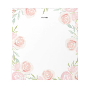 Watercolor Blush Pink Rose Flowers Personised Note