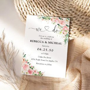 Watercolor Blush Pink Rose Gold Wedding Invitation