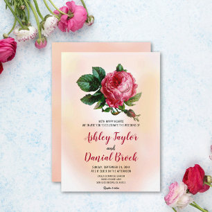 Watercolor blush pink rose romantic floral Wedding Invitation