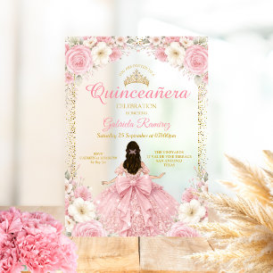 Watercolor Blush Pink Roses Golden Tiara Acrylic Invitations