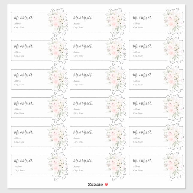Watercolor Blush Pink Roses Guest Address Labels (Sheet)