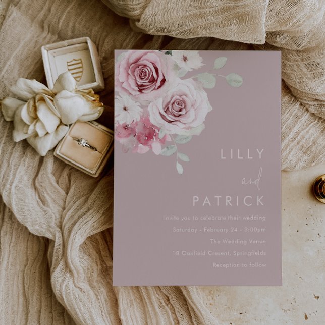 Watercolor Blush Pink & Sage Floral Wedding Invitation (Creator Uploaded)