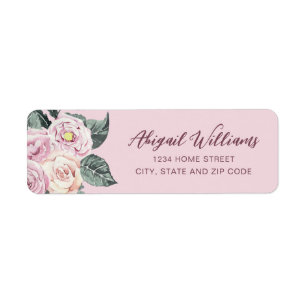 Watercolor Blush Pink Watercolor Floral Address