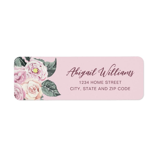 Watercolor Blush Pink Watercolor Floral Address (Front)