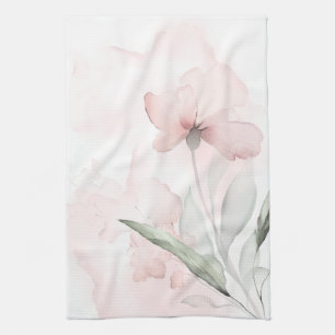 Watercolor Blush Pink Wild Rose Tea Towel