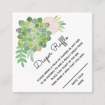 Watercolor Blush Rose and Succulent Diaper Raffle