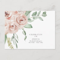 Watercolor Blush Rose Celebration of Life 