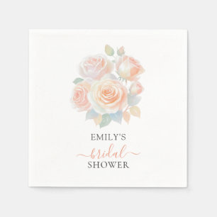 Watercolor Blush Rose Gold Garden Bridal Shower Napkin