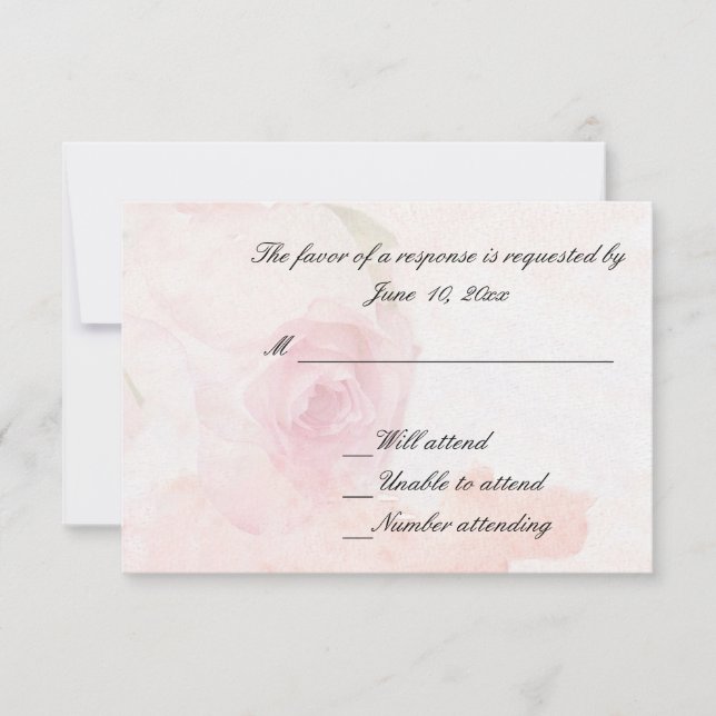 Watercolor Blush Rose | Wedding Response Card (Front)