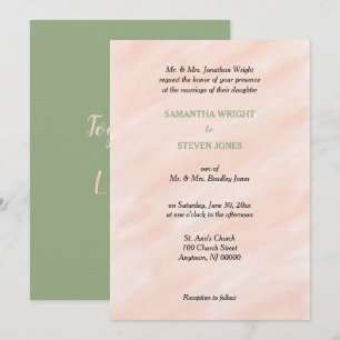 Watercolor Blush Sage Green Wedding Invitation