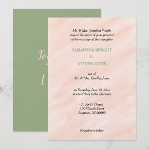 Watercolor Blush Sage Green Wedding Invitation