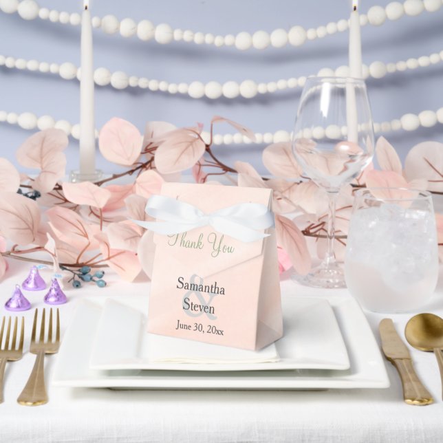 Watercolor Blush Sage Green Wedding Thank You Favour Box (Wedding)