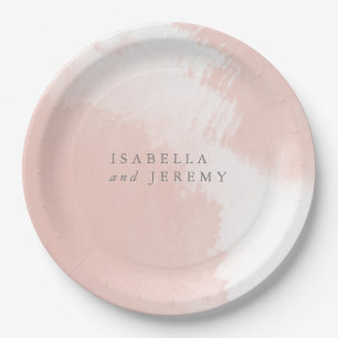 watercolor blush wedding paper plates