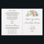 Watercolor Blush White Flowers Wedding Program<br><div class="desc">Elegant, romantic design featuring gorgeous watercolour blush pink, peach and white flowers around a green broken frame, floral divider, all on a white background; on the back the same background and floral divider with your initials. Use Personalise this template to add your info. For matching items, please, visit my Blush...</div>