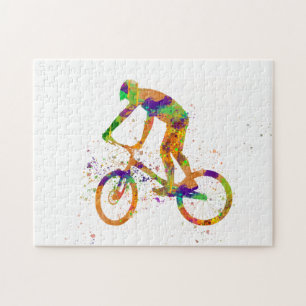 Watercolor bmx rider jigsaw puzzle