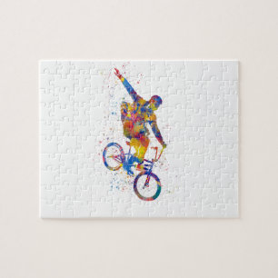 Watercolor bmx rider jigsaw puzzle