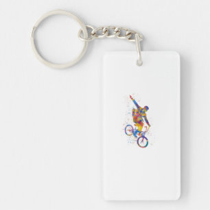 Watercolor bmx rider key ring
