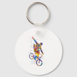 Watercolor bmx rider key ring