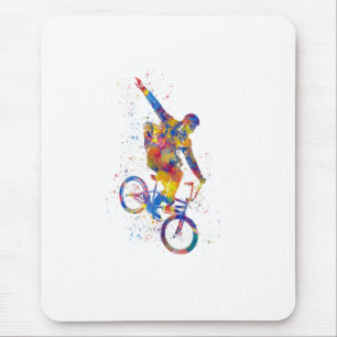 Watercolor bmx rider mouse mat