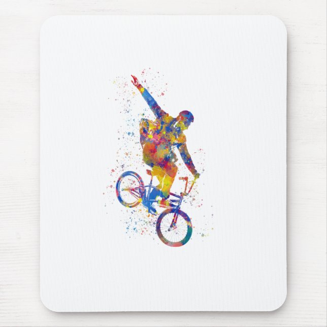 Watercolor bmx rider mouse mat (Front)
