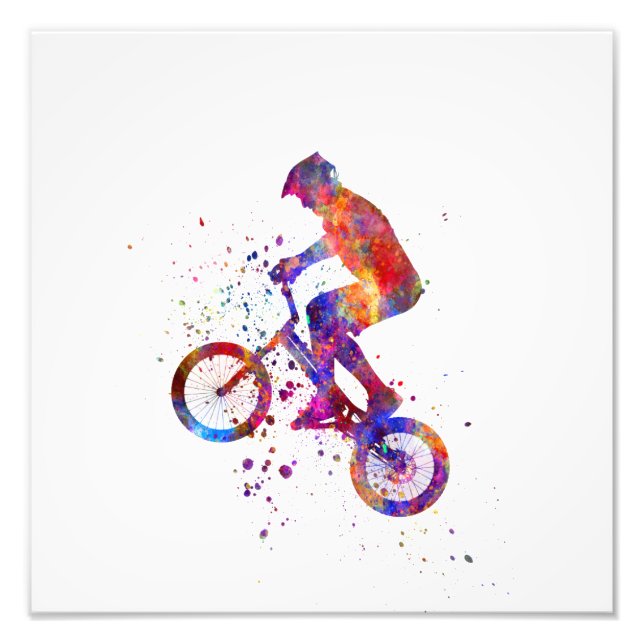 Watercolor bmx rider photo print (Front)