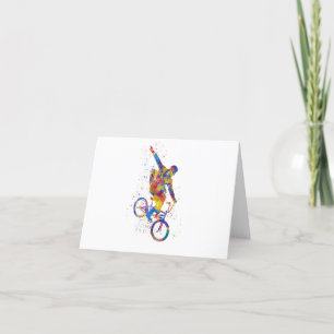 Watercolor bmx rider thank you card