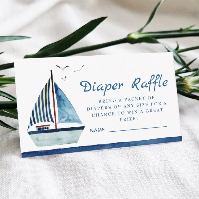 Watercolor Boat Nautical Baby Shower Diaper  Enclosure Card (Creator Uploaded)