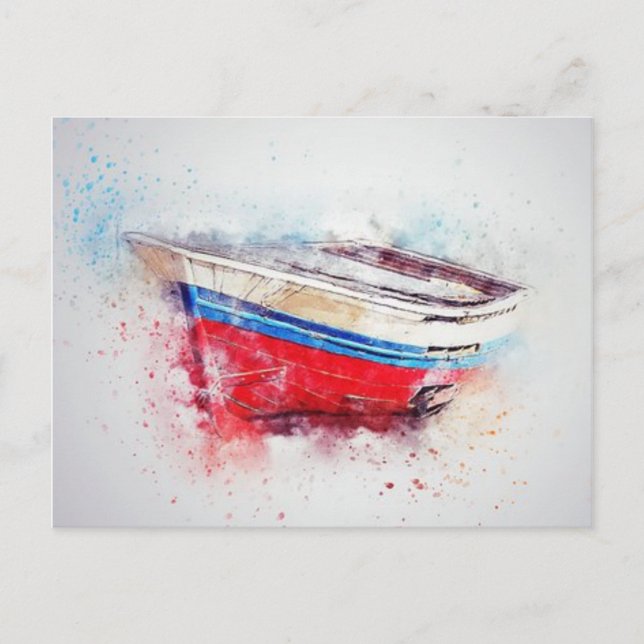 Watercolor Boat Postcard (Front)