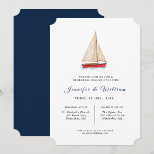Watercolor Boat Rehearsal Dinner Invitation