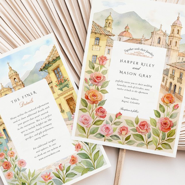 Watercolor Bogotá Colombia Wedding Invitation (Creator Uploaded)