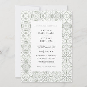 Watercolor Bohemian Cactus Green Tile Desert Invitation