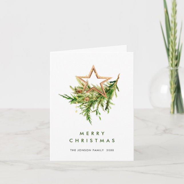 Watercolor Bohemian Christmas Composition Holiday Card (Front)