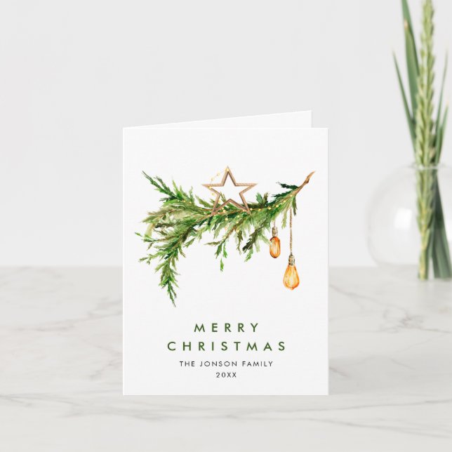 Watercolor Bohemian Christmas Composition Holiday Card (Front)