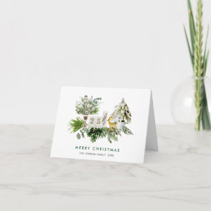 Watercolor Bohemian Christmas Composition Holiday Card