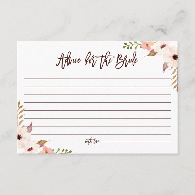 Watercolor Bohemian Flowers Advice for the Bride (Front)