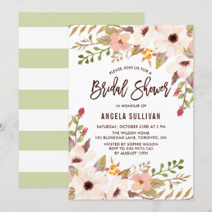 Watercolor Bohemian Flowers Bridal Shower Invite