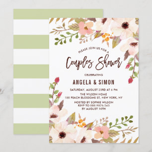 Watercolor Bohemian Flowers Couples Shower Invitation