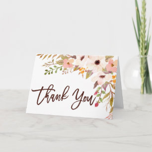 Watercolor Bohemian Flowers Thank You Card