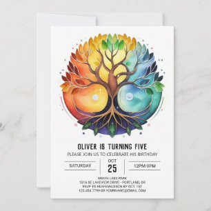 Watercolor Bohemian Tree of Life Birthday Invitation