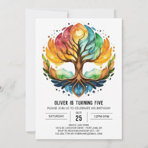 Watercolor Bohemian Tree of Life Birthday Invitation